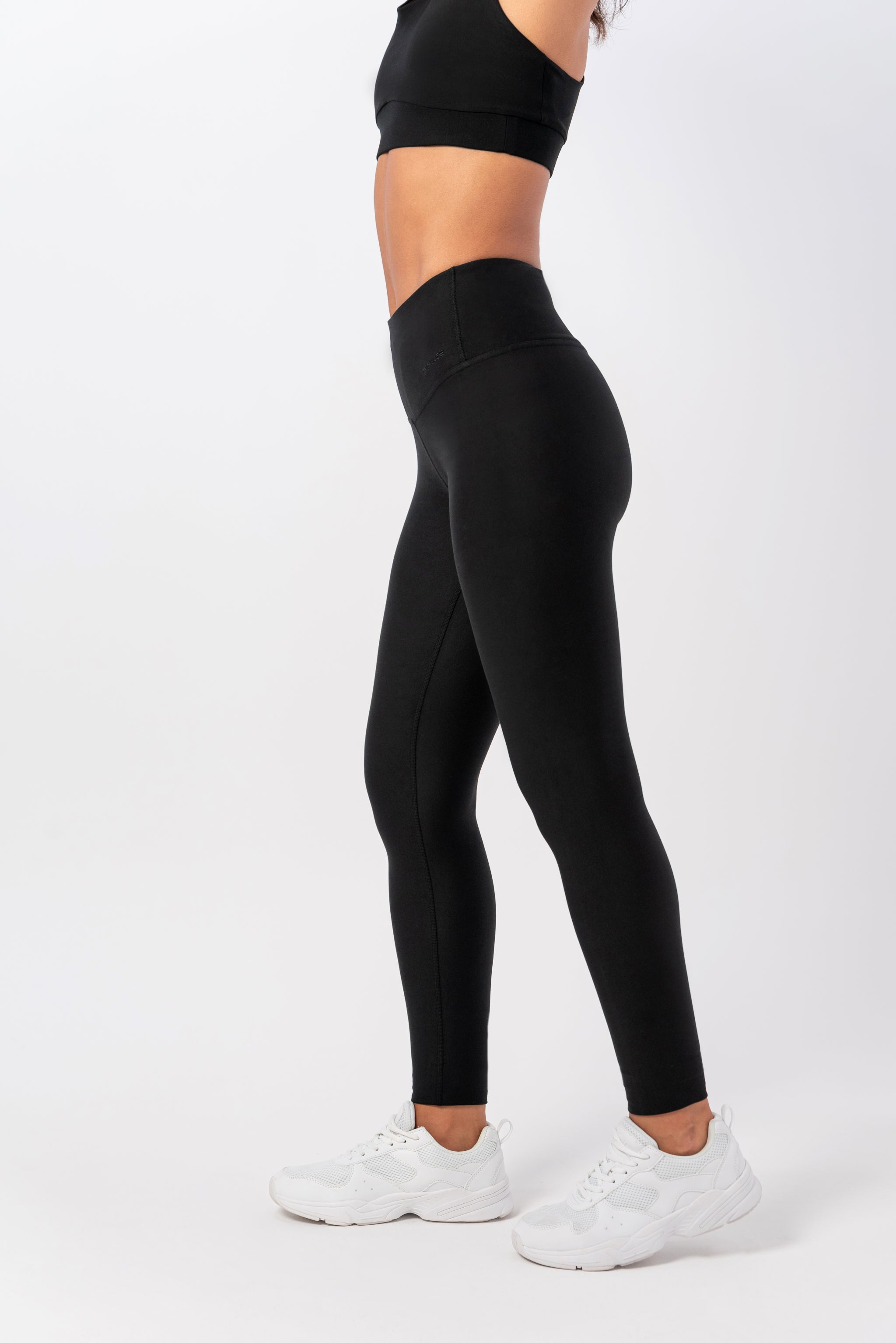 Dark grey melange High-waisted leggings in stretch fabric - Buy
